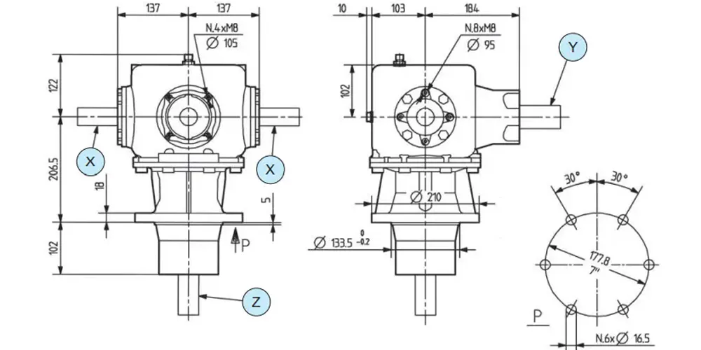 agricultural-gear-box-products-EP-Rotary Mower Gearbox Replacement of Comer Code TF-285B-draft