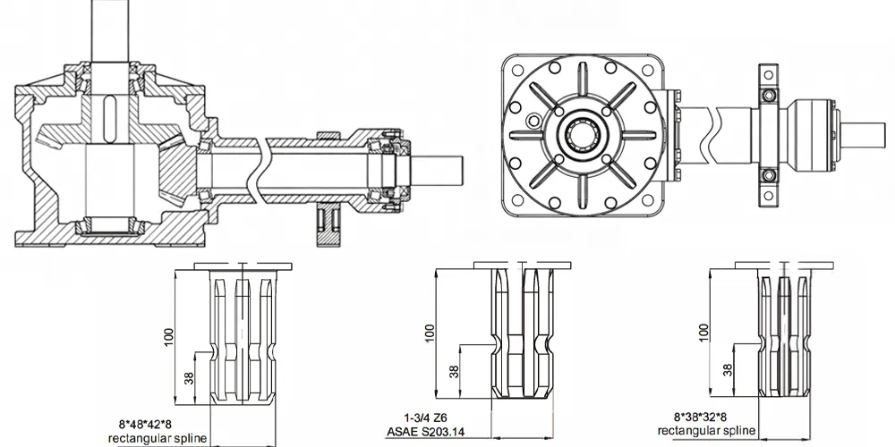 agricultural-gearbox-products-EP-100 Grader Driven Rake Gearbox for Rotary Tillers-draft