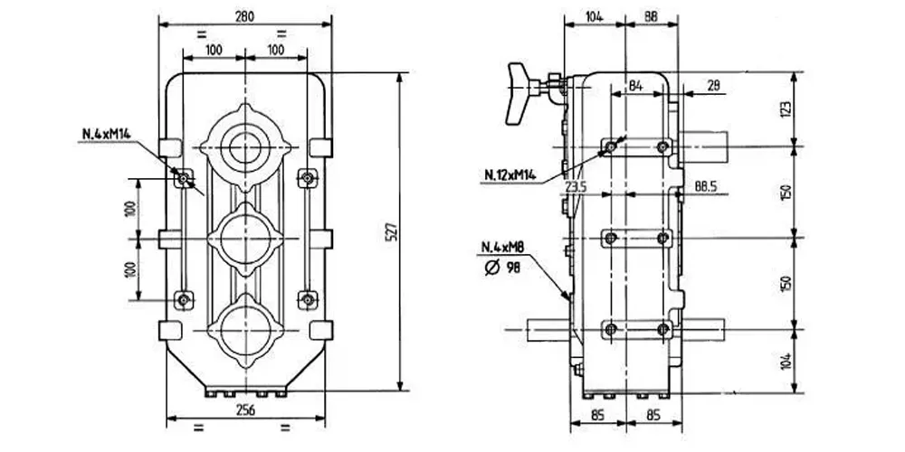 agricultural-gearbox-products-EP-D732A Feed Mixer Gearbox-Horizontal Feed Mixer Gearbox-draft