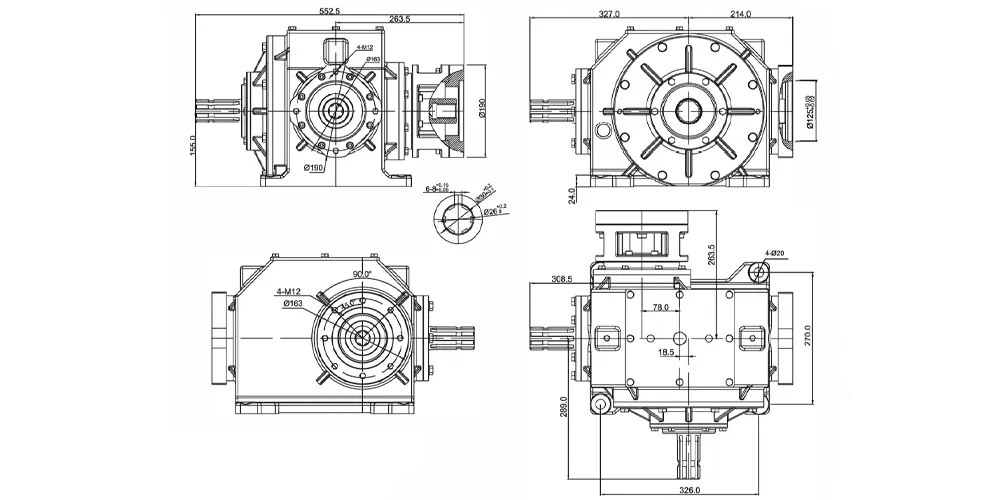 agricultural-gearbox-products-EP-FK155 Square Baler Gearbox for Automatic Feed Baler-draft
